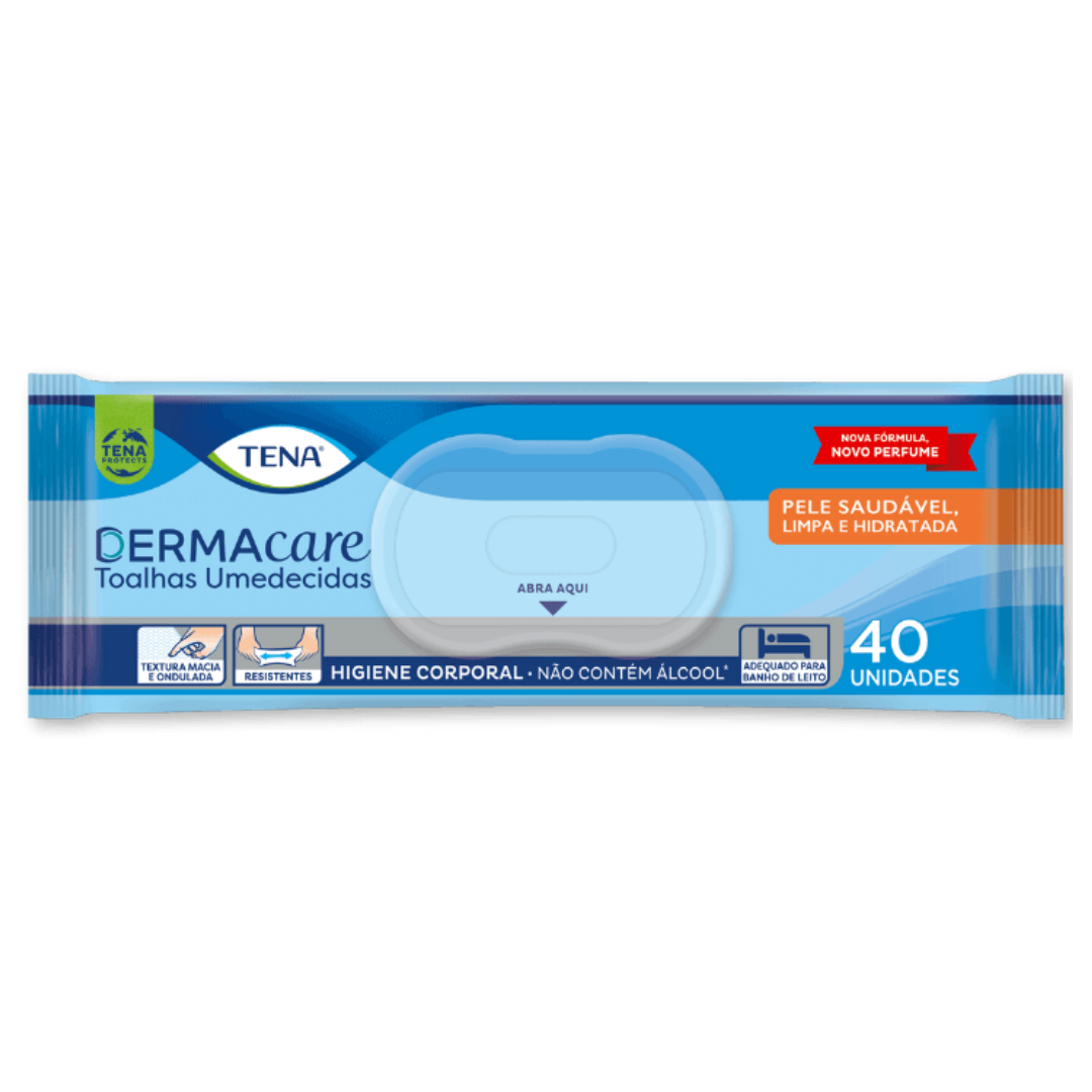 Lenço Umedecido Tena Dermacare Novo Perfume C/40 Unidades