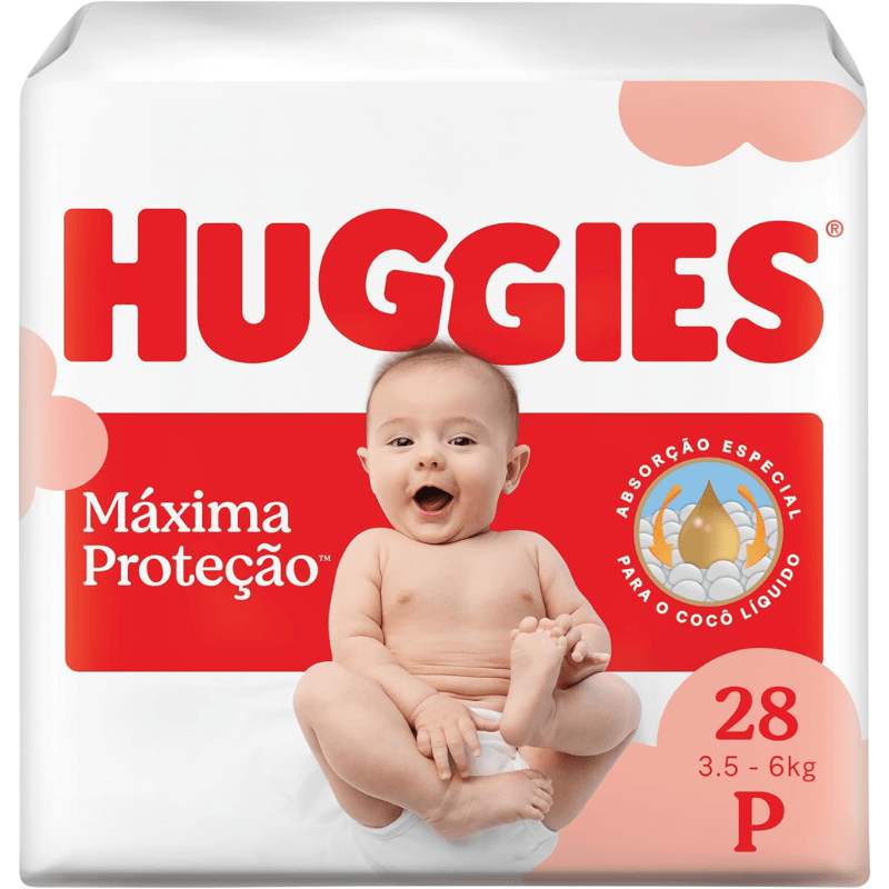 Fralda Huggies Máxima Proteção P com 28 unidades