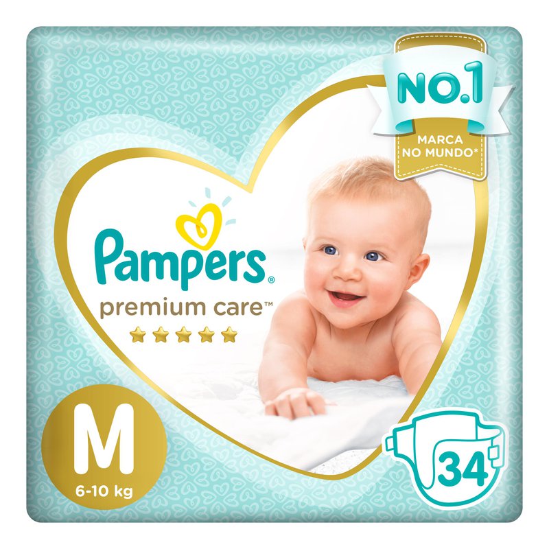 Fraldas Pampers Premium Care M 34 Unidades