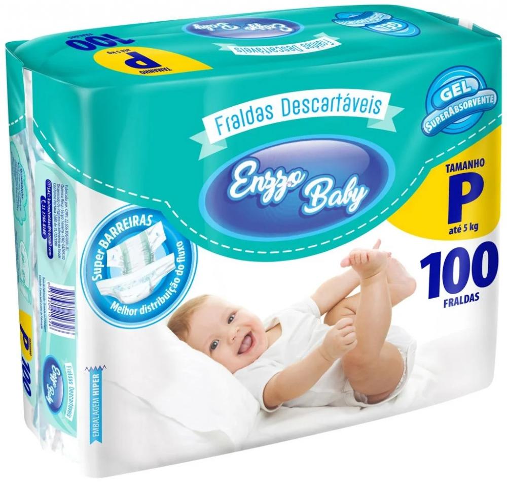 Fralda Infantil Enzzo Baby com 100 Unidades P