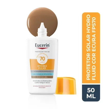 Protetor Solar Facial Eucerin Sun Hydro Fluid Tom Escuro FPS 70 50ml