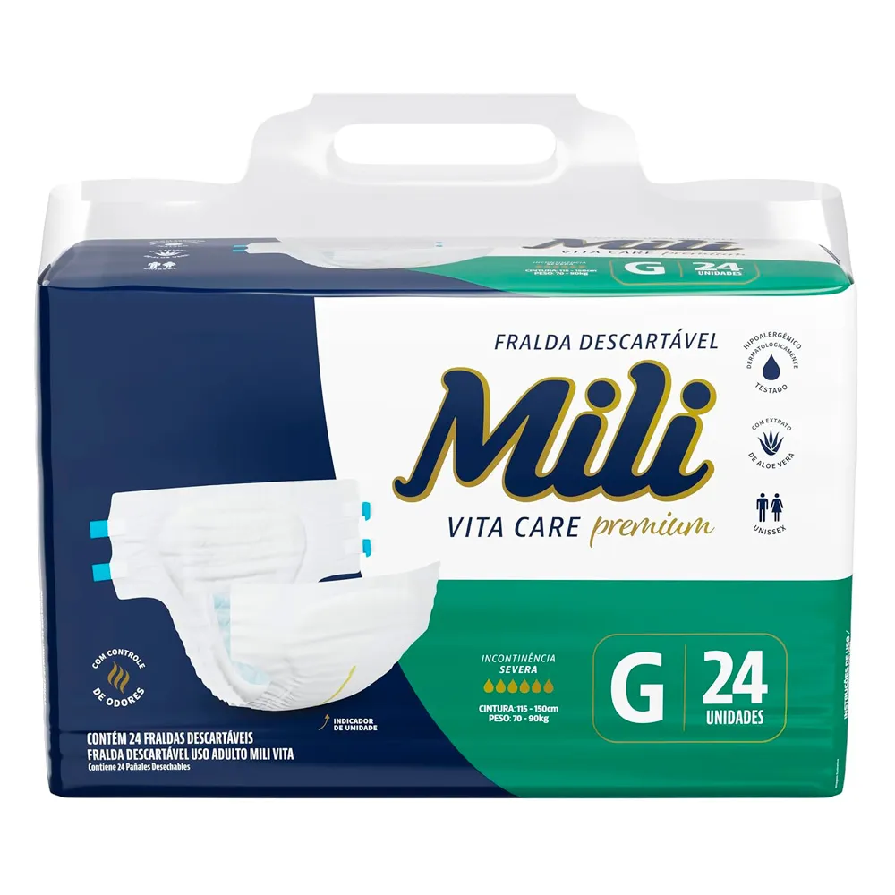 Fralda Geriátrica Mili Vita Care Premium - Tamanho G (24 unidades)