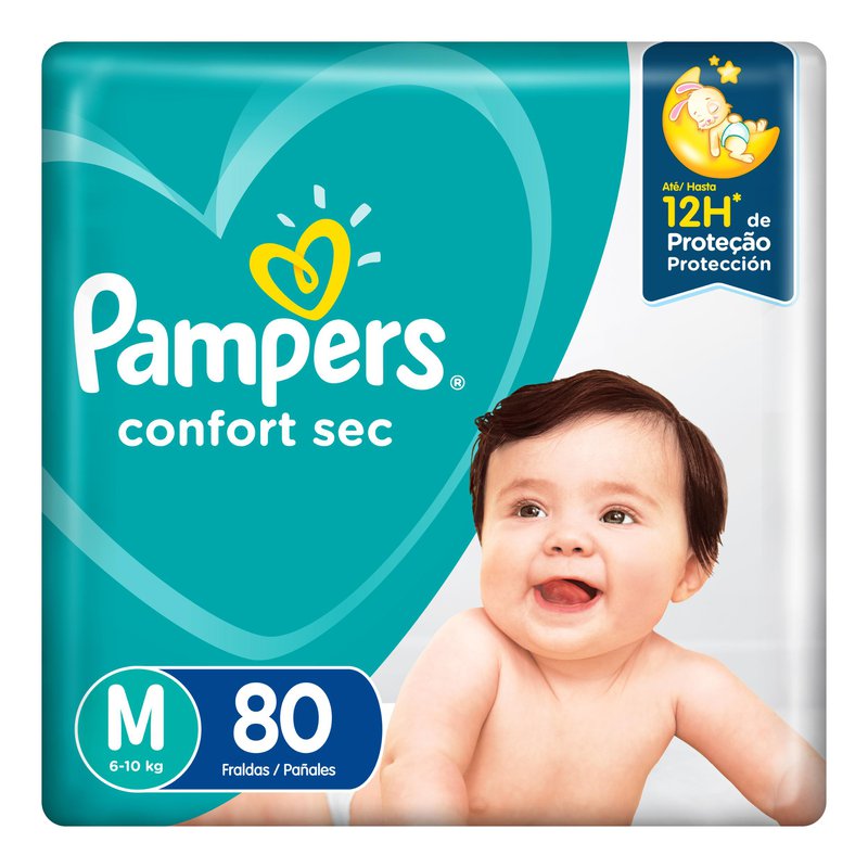 Fraldas Pampers Confort Sec Giga M 80 Unidades