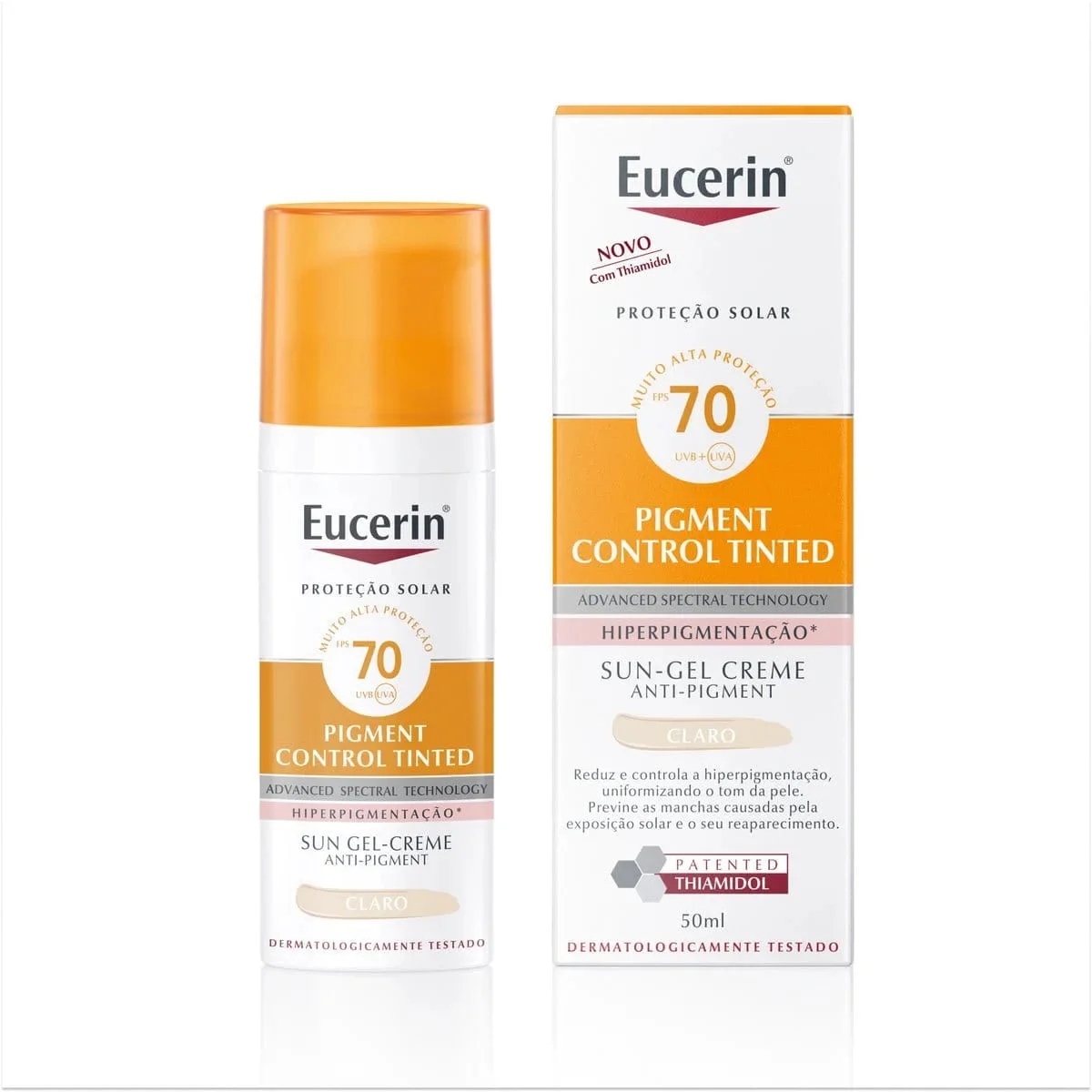 Eucerin Sun Pigment Control Gel Creme Tinted Claro FPS 70 50ml