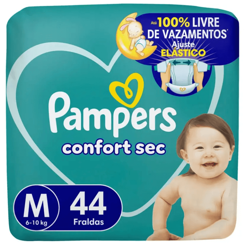 Fralda Pampers Confortsec Mega M — 44 unidades