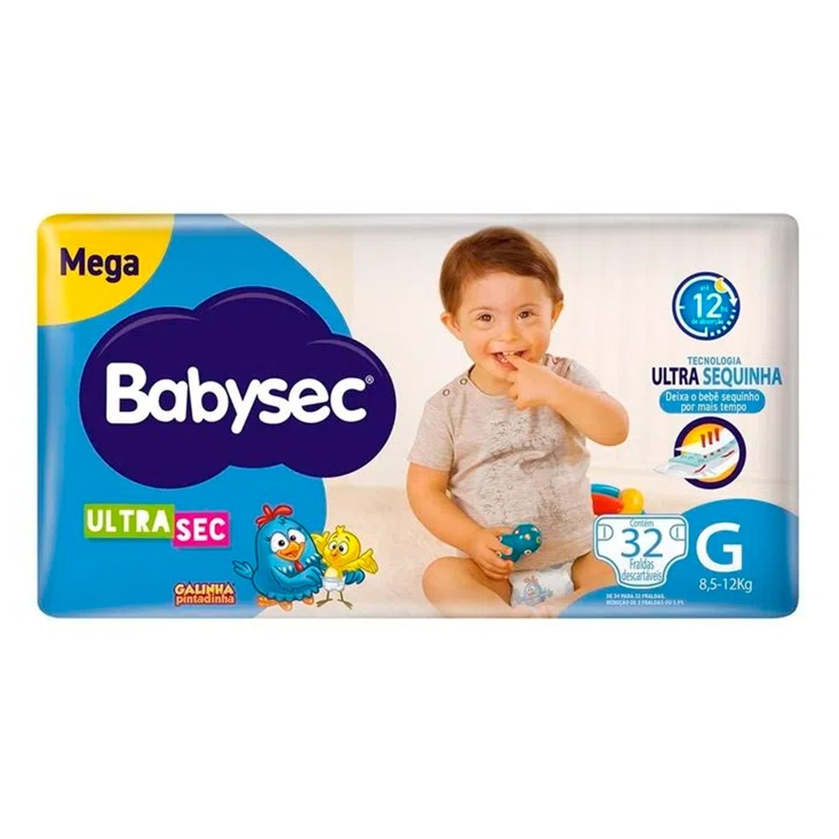 Fralda Babysec Ultrasec Mega Galinha Pintadinha G Com 32 Unidades