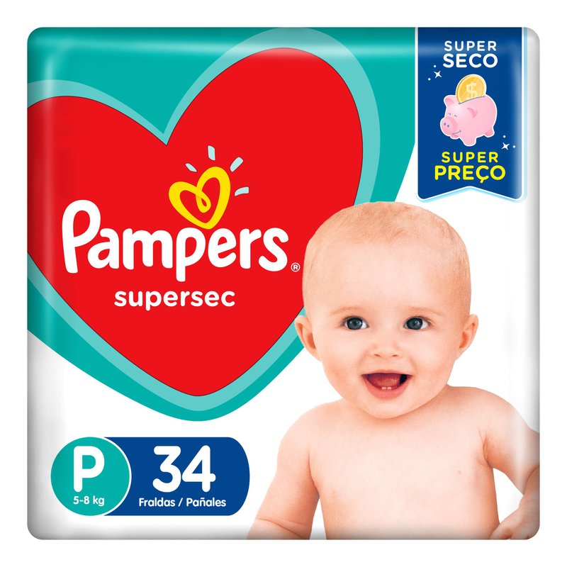 Fraldas Pampers Supersec P 34 Unidades