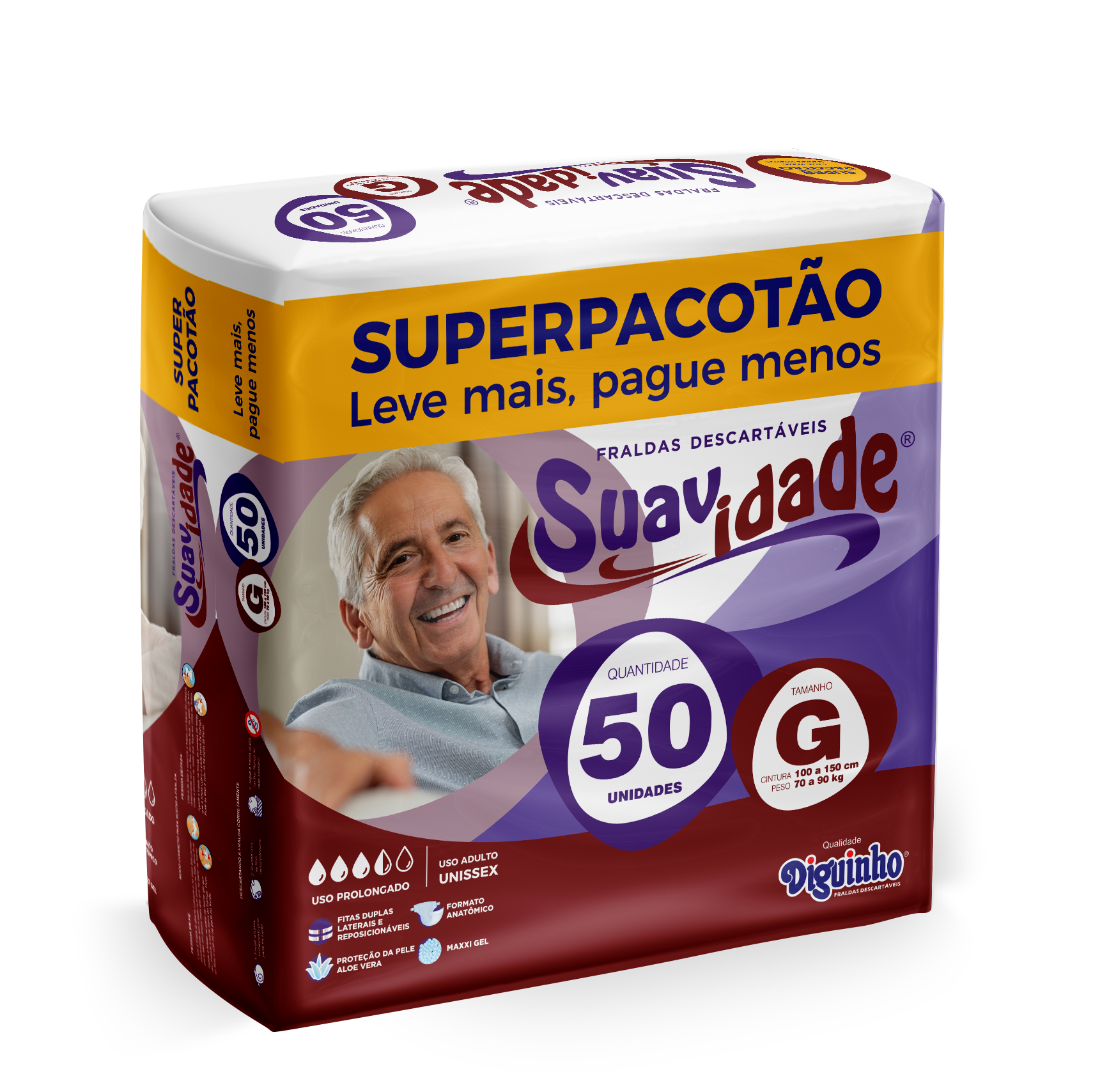Fralda Geriátrica Suavidade G — 50 unidades
