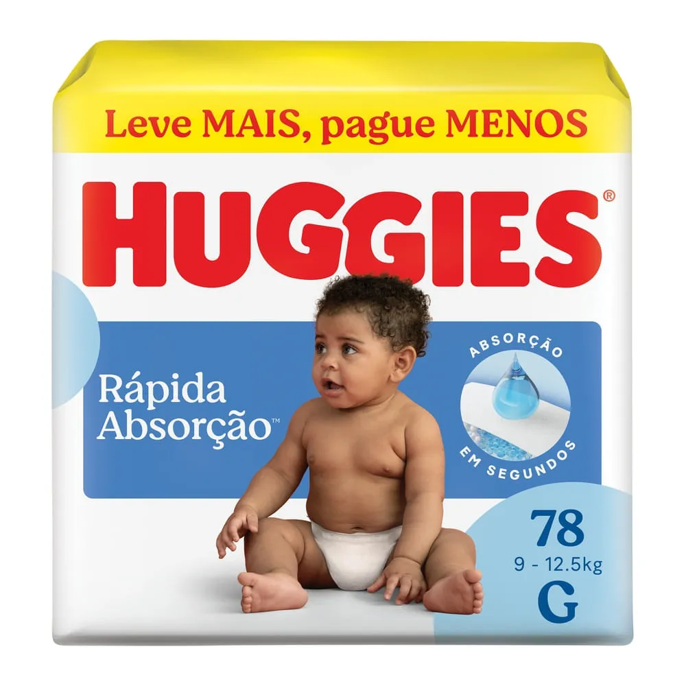 Fralda Huggies G Rápida Absorção 78 Unidades
