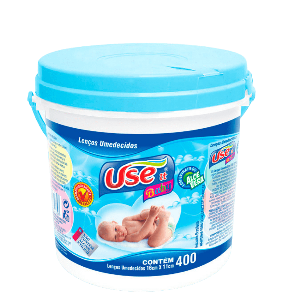 Lenço Umedecido Use It Balde Azul 400 unidades