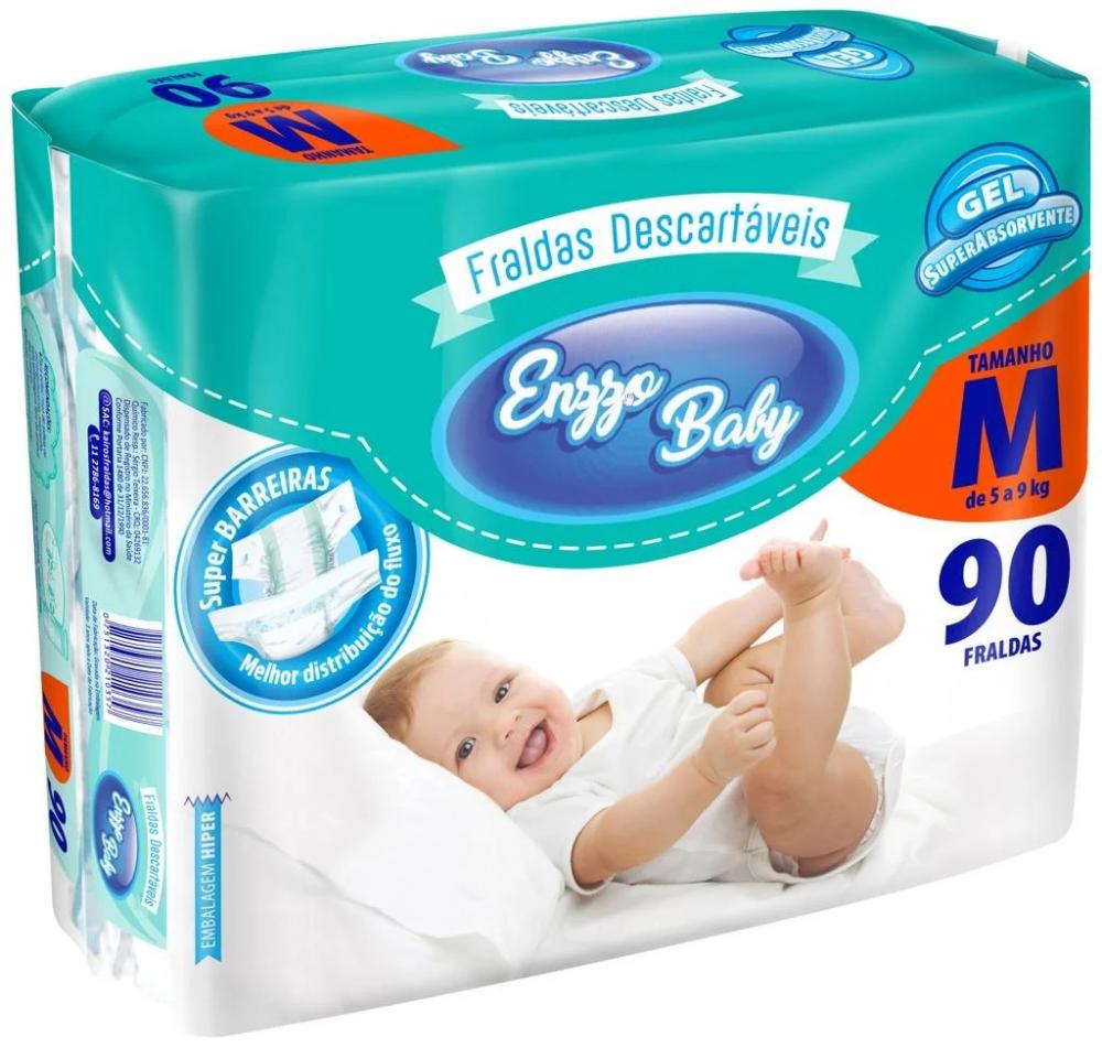 Fralda Infantil Enzzo Baby com 90 Unidades M