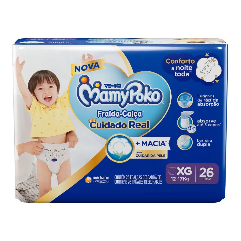 Fralda-calça MamyPoko Cuidado Real Xg 26 Unidades