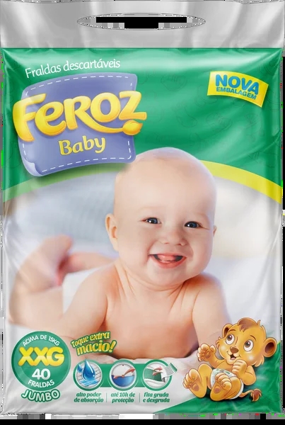 Fralda Infantil Feroz Dia e Noite com 40 Unidades XXG